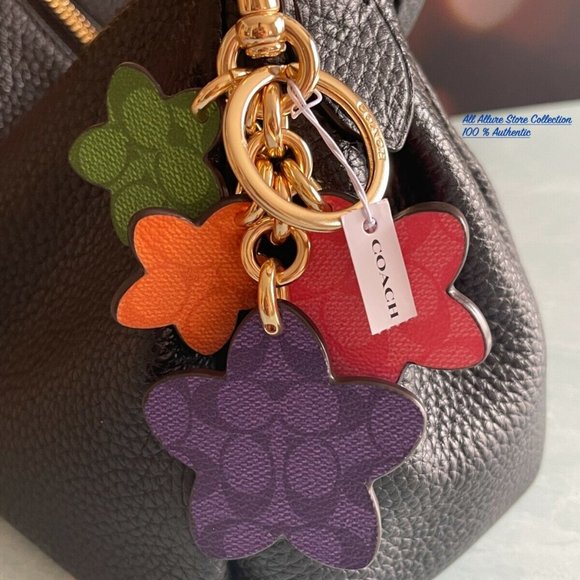 Coach Wildflower Cluster Bag Charm In Colorblock Signature Canvas - Picture 4 of 8